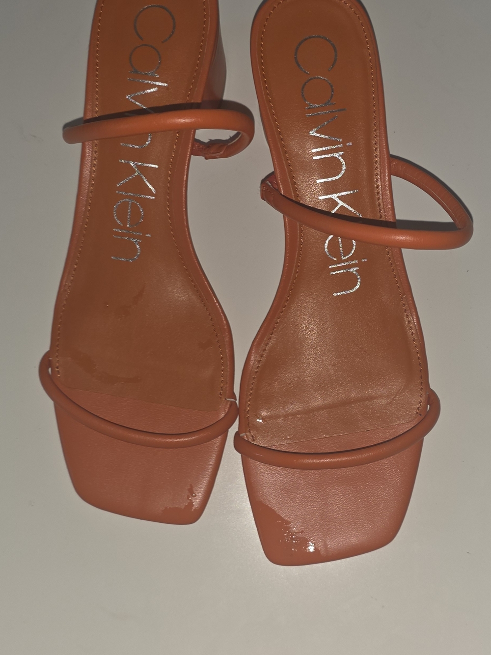 Calvin Klein Women's Orange Strappy Slide Sandals